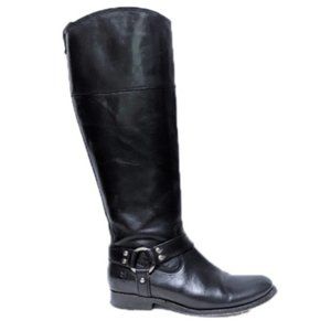 FRYE Melissa Harness Black Wide Calf Boots 7